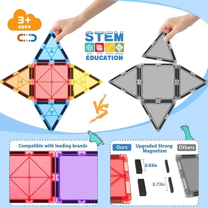 100pcs magnetic tiles stem building toys set with 2 cars 100pcs magnetic tiles stem building toys set with 2 cars